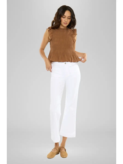 High Rise Relaxed Cropped Flare Jeans – White