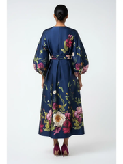 Floral Puff Sleeve Maxi Dress – Blue