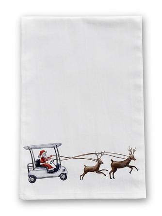 Golfing with Santa Tea Towel