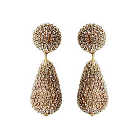 Rhinestone Wrapped Lido Drop Holiday Statement Earrings