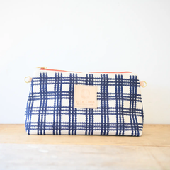 Navy Plaid Jen Bag Makeup Cosmetic Travel Zipper Bag