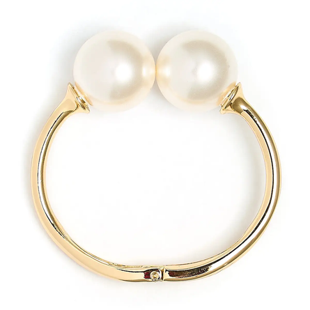 Brooke Pearl Bangle – Gold Cuff with Classic Pearl Detail