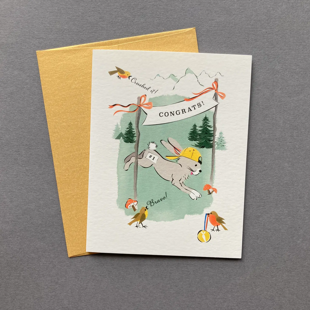 Rabbit Racer Congrats Card – Vivid Hue Home