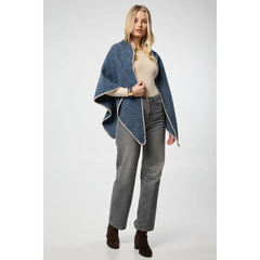 Knitted Triangle Shawl – Denim Blue