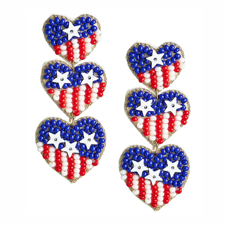Patriotic Heart Drop Earrings