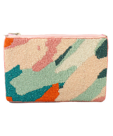Pastel Camo Beaded Clutch
