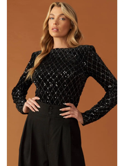 Black Sequin Bodysuit