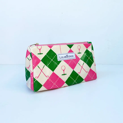 The Makeup Bag, Pink and Green Golf Argyle