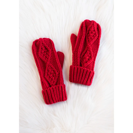 Red Cable Knit Mittens