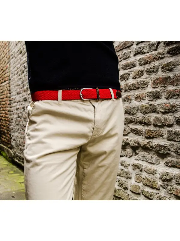 Red Grenade Woven Elastic Belt – Vivid Hue Home - Main Image
