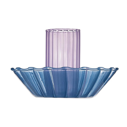 Blue and Purple Glass Candle Holder for Taper