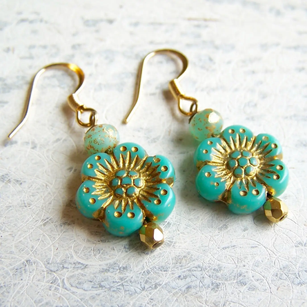 Wild Rose Earrings in Turquoise