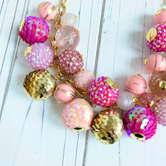 Pink Sequin Beaded Necklace