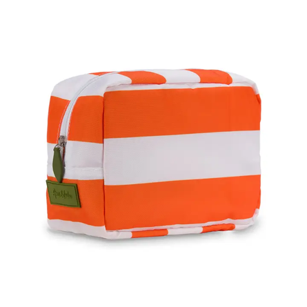 Classic Striped Nylon Pouch – Orange & White