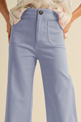 High-Waist Cropped Wide Leg Pants – Cornflower Blue