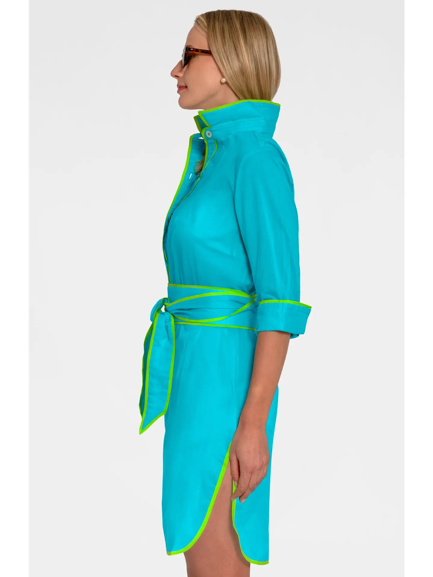 Turquoise Shirt Tails Short Dress