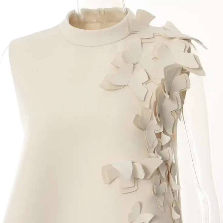 Asymmetric Butterfly Appliqué Sleeveless Dress