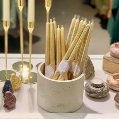 Gold Beeswax Taper Candle Pair – 10"