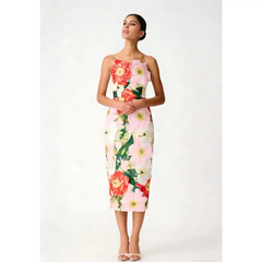 Camellia Garden Embroidered LONG Strapless Maxi Dress