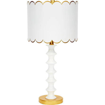 Vivian Gloss White & Gold Table Lamp with Scalloped Metal Shade