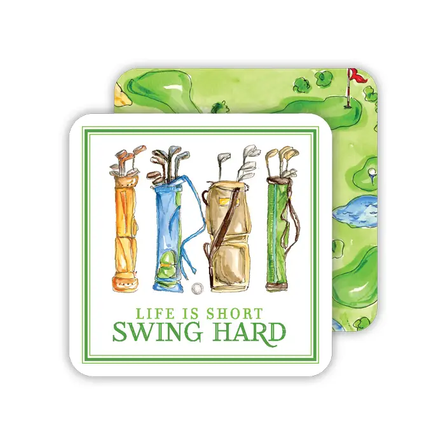 Vintage Golf Bags Life Is Short Swing Square Coaster