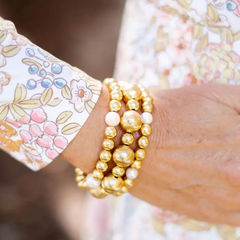 Georgia Gold Beaded Bracelet (14mm and 8mm beads)