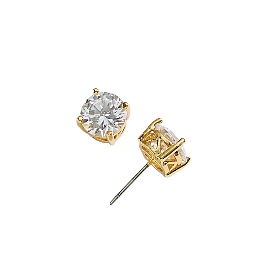 Classic Clear Sparkle Studs | Gold Tone Setting