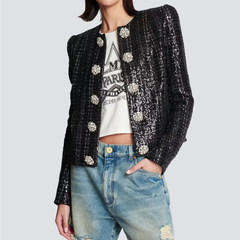 Chic Sequin Diamond Jacket | Statement Sequin Blazer