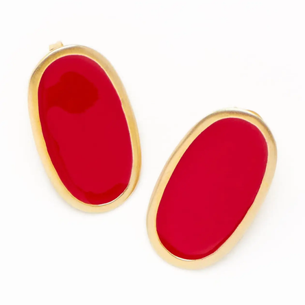 Red Alexis Oval Enamel Post Earrings