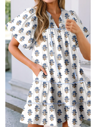 Blue Thistle Blossom Tunic Dress