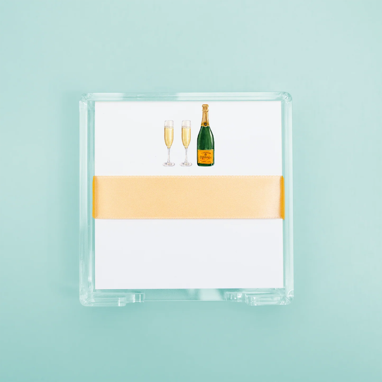 Champagne Bottle & Glasses Note Pad with Acrylic Holder