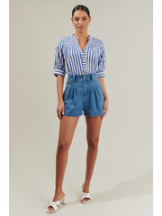Catana Striped Split Neck Top