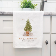 Tree Farmington Connecticut Cotton Tea Towel White-Cottage