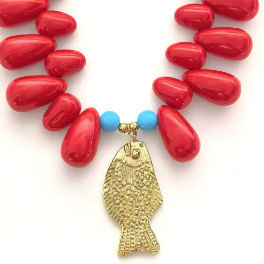 Lucky Fish Kitsch & Sea Resin Bead Necklace