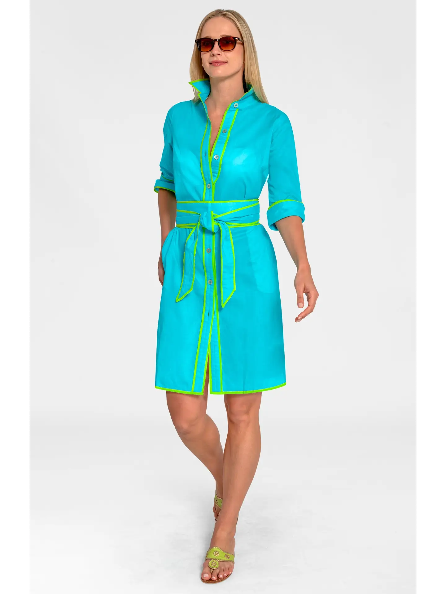 Turquoise Shirt Tails Short Dress
