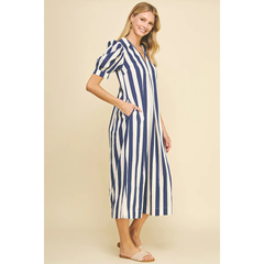 Navy Cabana Stripe Maxi Dress