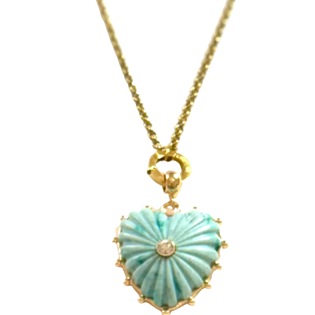 Let Your Heart Lead Gemstone Pendant Necklace – 14K Gold PVD Heart Charm