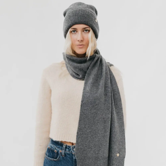 Cassidy Cashmere Wrap and Beanie Duo – Charcoal