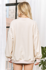 Everyday Classic Stripe Pullover –Beige & White