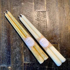 Gold Beeswax Taper Candle Pair – 10"