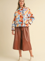 Exclusive Print Quilted Jacket with Contrast Binding