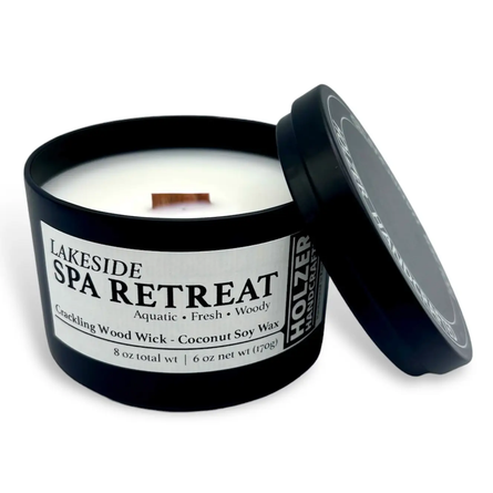 Lakeside Spa Retreat 6oz Wood Wick Candle, Coconut Soy Wax