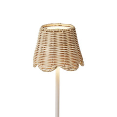 Rattan Lamp Shade Cover with Scallop Edge (silicone ring included, fits most LED lamps) - Rattan/Iron/Silicone