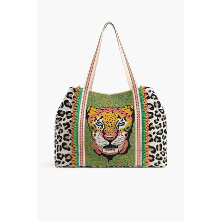 Forestry Leopard Embellished Tote