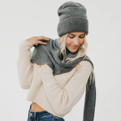 Cassidy Cashmere Wrap and Beanie Duo – Charcoal