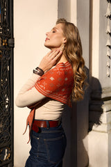 Foulard Knit Triangle Scarf – Orange