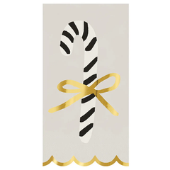 Candy Cane Paper Guest Towel Napkin Set with Ceramic Tray & Velvet Ribbon