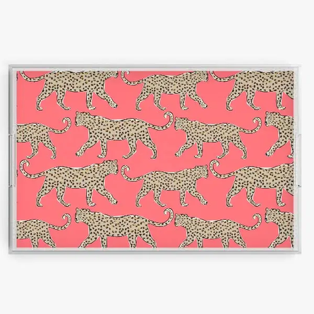 Coral Leopard Acrylic Tray 11x17"