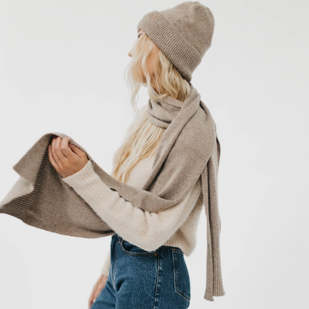 Cassidy Cashmere Wrap and Beanie Duo – Mocha