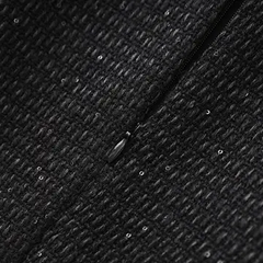 Black Tweed Beaded Mock-Neck Dress